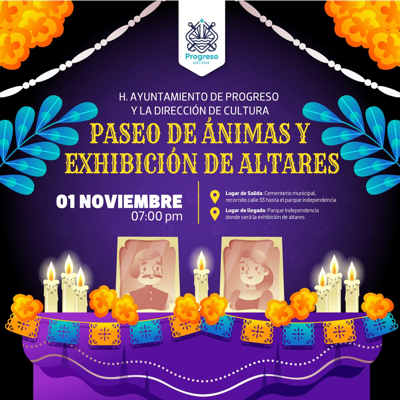Ayuntamiento de Progreso invita a sus próximas actividades de Hanal Pixán y Halloween