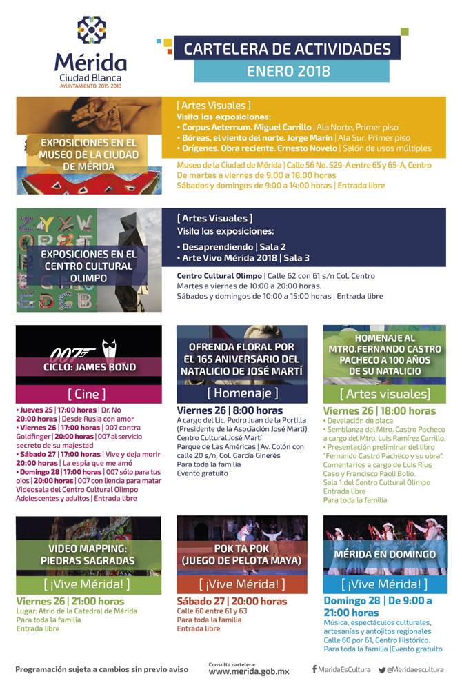 Cartelera del 24 al 28 de enero 2018