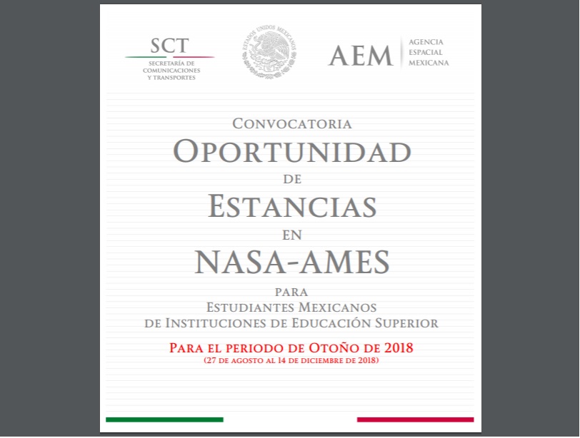 LANZA AEM NUEVA CONVOCATORIA PARA QUE ESTUDIANTES MEXICANOS PUEDAN FORMARSE EN NASA