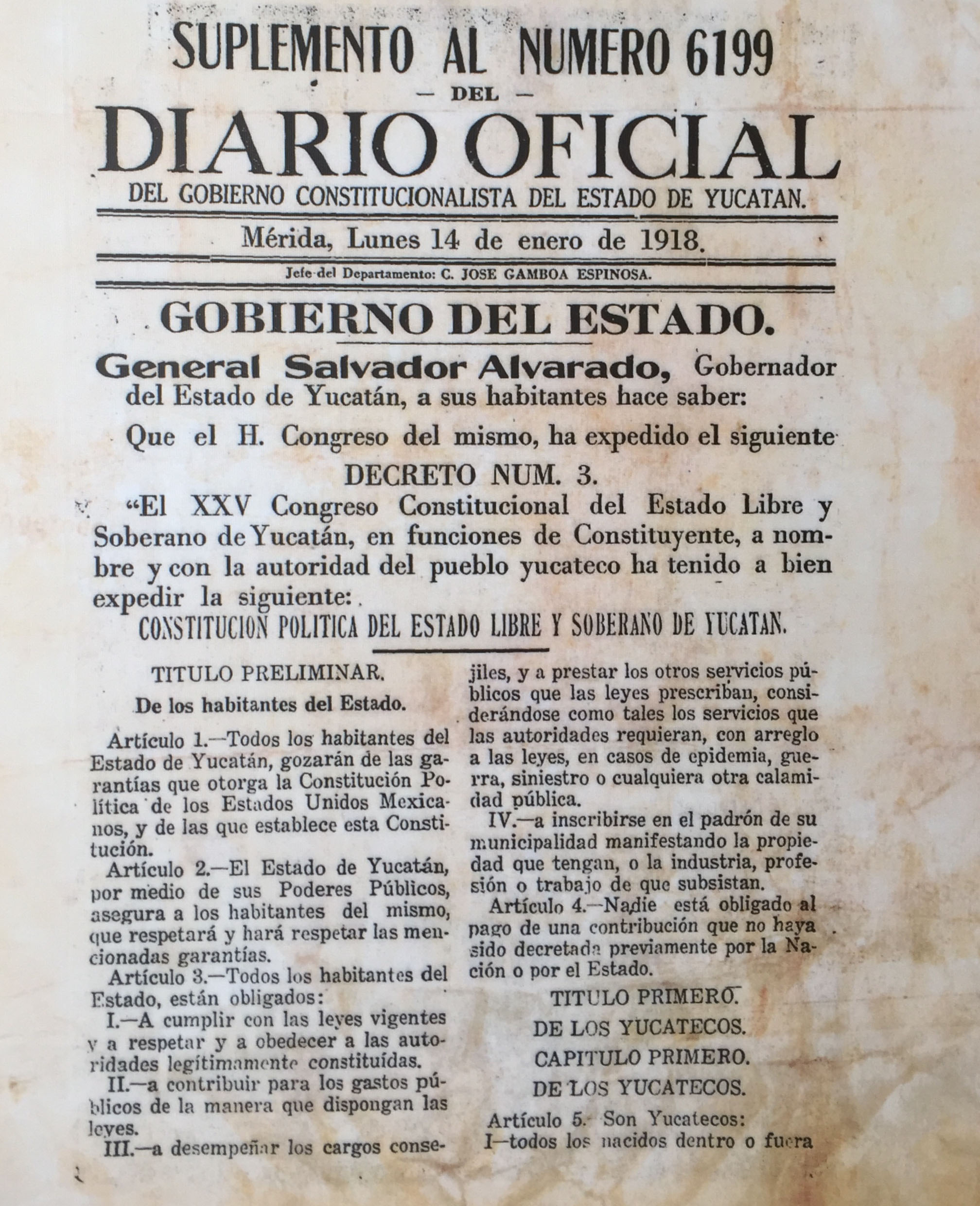 Invitan los tres Poderes del estado a la exposición “Centenario de la Constitución Política del Estado libre y soberano de Yucatán”