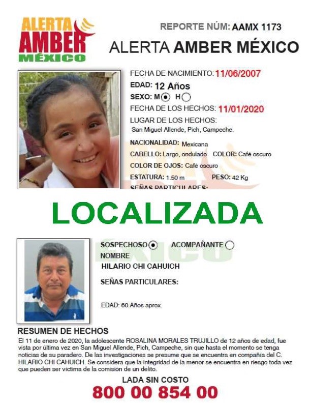 DESACTIVACIÓN ALERTA AMBER ROSALINA MORALES TRUJILLO (CAM)