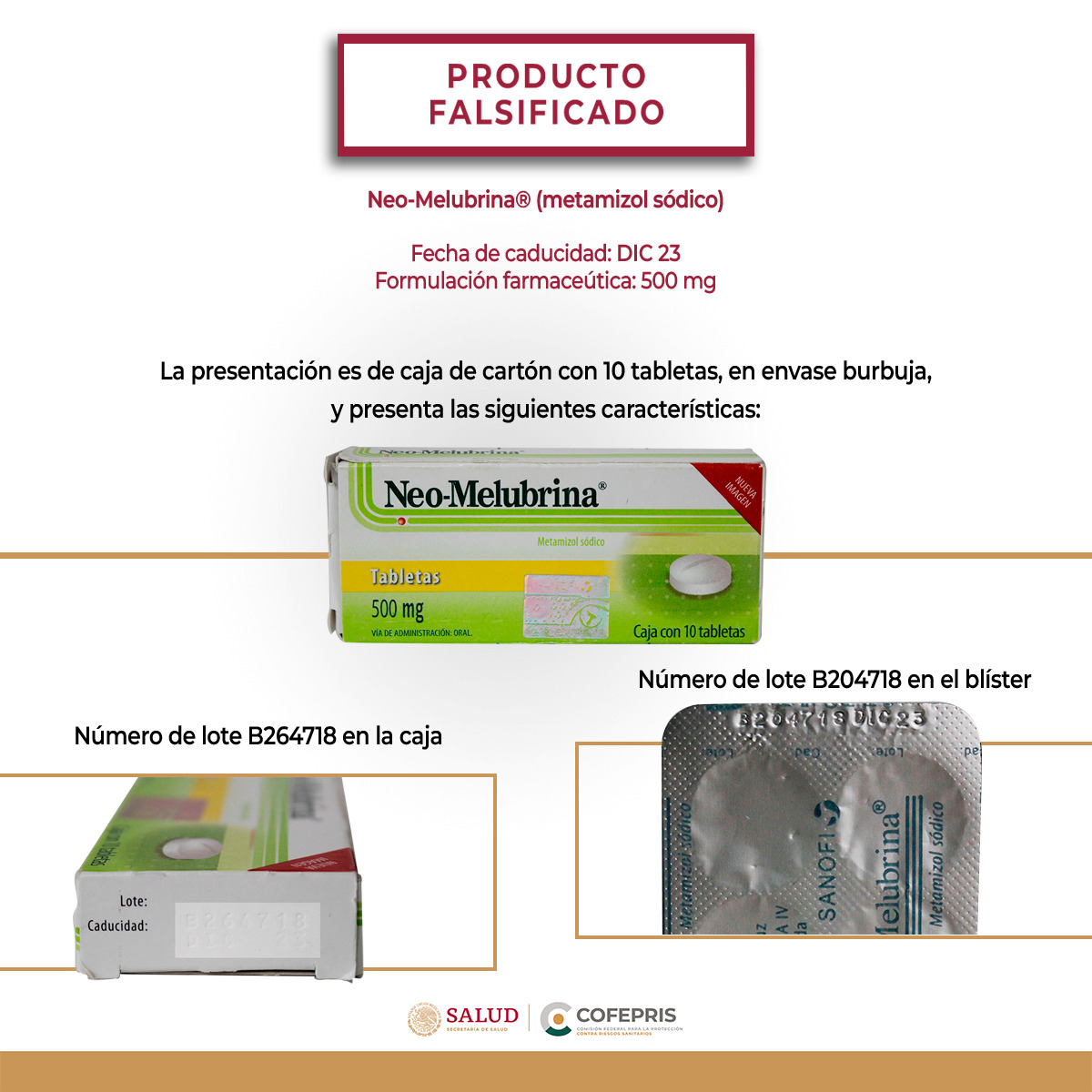 Cofepris alerta sobre falsificación de 7 medicamentos y venta ilegal de fármaco no autorizado 