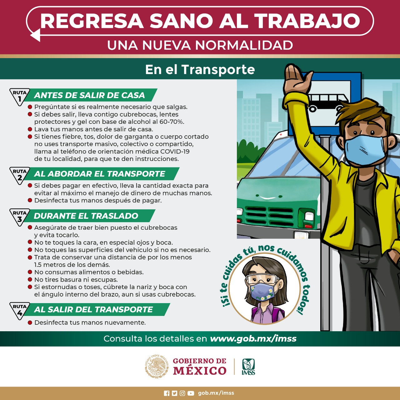 PROPORCIONA IMSS MEDIDAS DE PREVENCIÓN EN EL TRANSPORTE PÚBLICO 