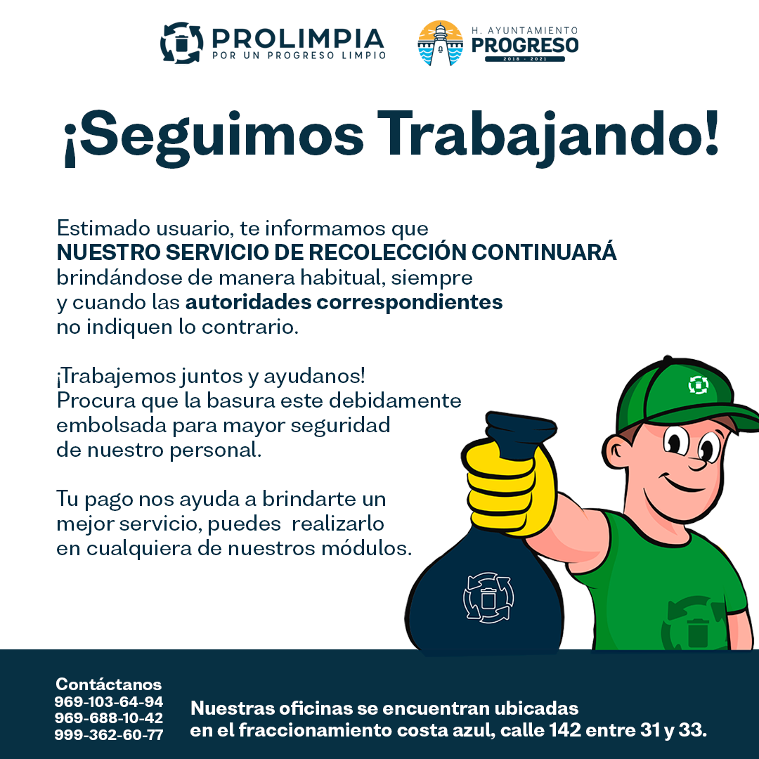 Prolimpia mantiene el servicio de recolección de residuos en todo el municipio ante COVID- 19